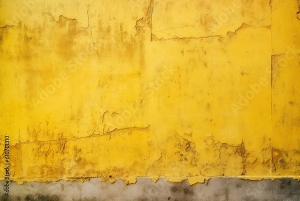 Fototapeta Old yellow wall texture. Abstract background for design with copy space. Generative ai