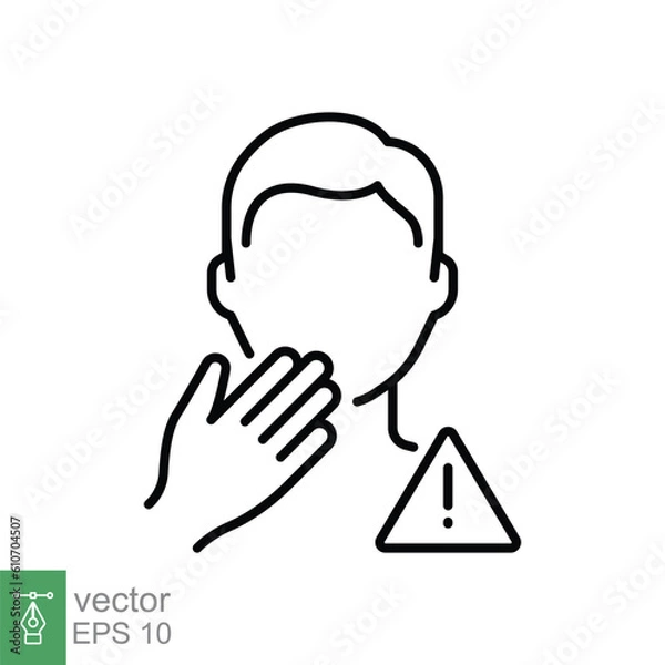 Fototapeta Avoid touch face icon. Simple outline style. Do not touch your face, man, person, hand, hygiene, safety concept. Thin line symbol. Vector illustration isolated on white background. EPS 10.