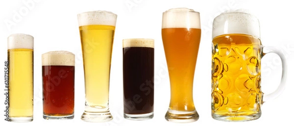 Obraz Glasses with different types of german beer - Transparent PNG Background