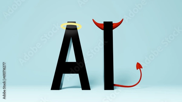 Fototapeta Conceptual Computer Graphics Depict Good and Evil Sides of Ai Technology