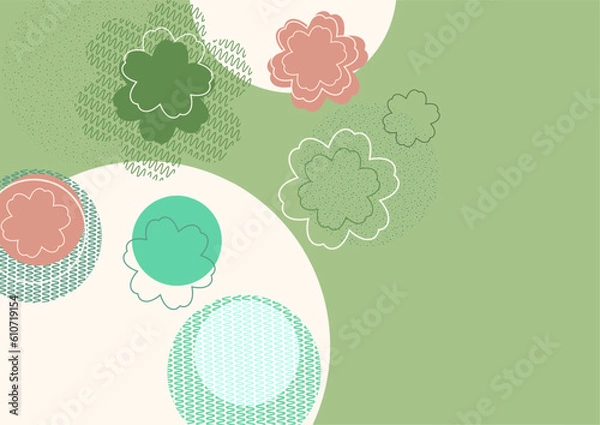 Obraz Circles, floral pattern, nature idea. Modern abstract design for decorating covers, brochures, packaging, fabrics, flyers, advertisements. Vector