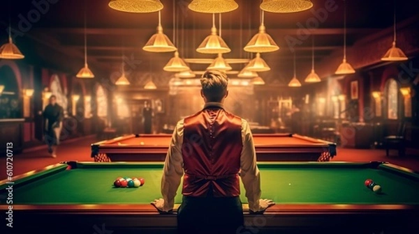 Fototapeta Billard Player, Generative AI, Illustration