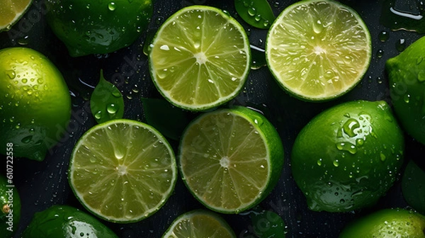 Fototapeta Fresh Lime Seamless Background Generative Ai