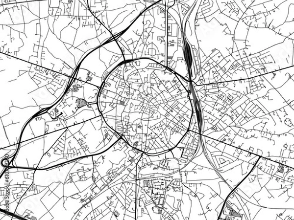 Fototapeta Vector road map of the city of  Leuven in Belgium on a white background.