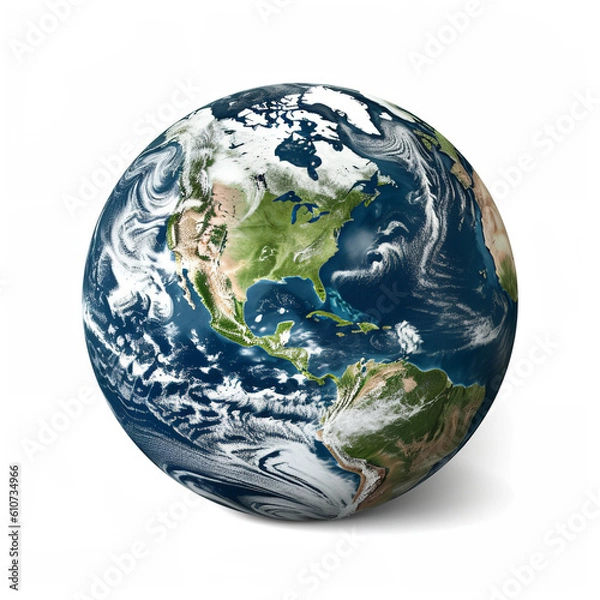 Fototapeta earth globe on white background, this design was generated by an artificial intelligence