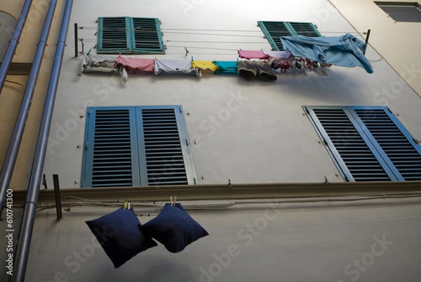Fototapeta Detail of windows and door - street architectural details - Florence - Italy