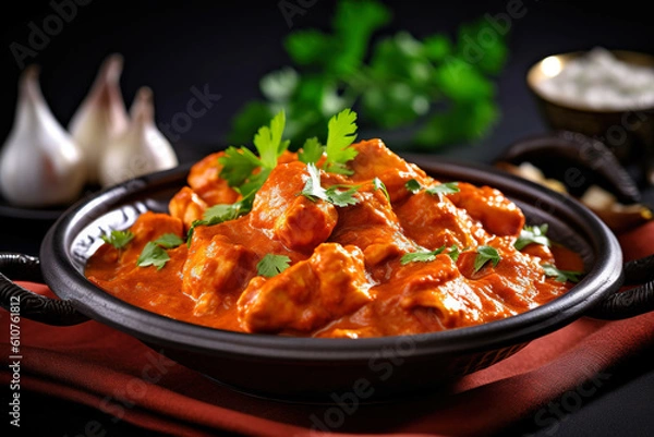 Fototapeta Delicious Butter Chicken Plated to Perfection, ai generated