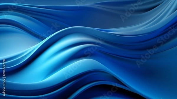 Fototapeta Rhythmic Azure Waves: An Abstract Exploration of Sculptural Aesthetics and Surreal 3D Landscapes on Shaped Canvas, Echoing Abstraction-Création Principles