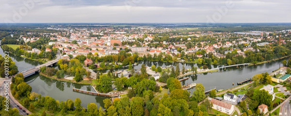 Fototapeta Panorama Fürstenwalde Spree, Domstadt an der Spree, Luftaufnahme, Ost Brandenburg, Oder Spree, Spreewald, Deutschland, Europa