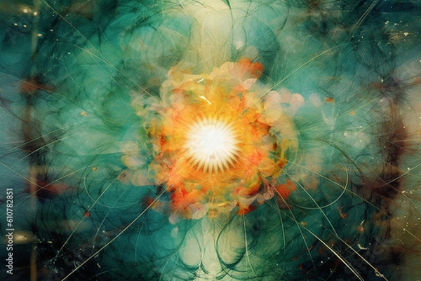 Obraz a web reflecting back every other drop into infinity each an integral part of the whole. AI generative