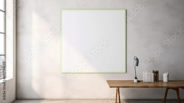 Fototapeta Frame of empty canvas on wall