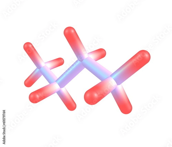 Obraz Molecular structure of butane on white