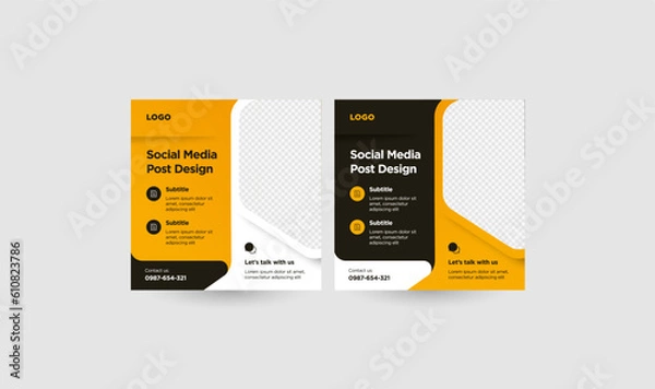 Fototapeta Social Media Post Template for your business. Yellow black and white colors combination makes it perfect and conspicuous