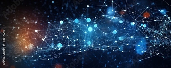 Obraz abstract futuristic Digital Network Matrix - Abstract Technology Connection Concept, Ai Generative