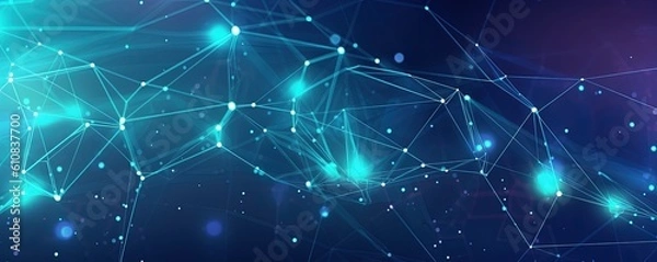 Obraz abstract futuristic Digital Network Matrix - Abstract Technology Connection Concept, Ai Generative