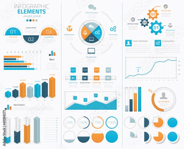 Fototapeta Big infographic vector elements collection to display data