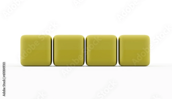 Fototapeta Green four cubes rendered isolated