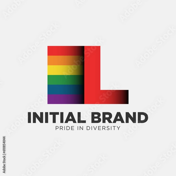 Obraz letter L rainbow color pride community and company initial vector logo design