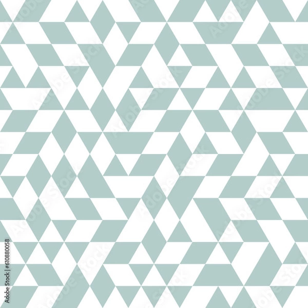 Fototapeta Geometric pattern with light blue and white triangles. Geometric modern ornament. Seamless abstract background