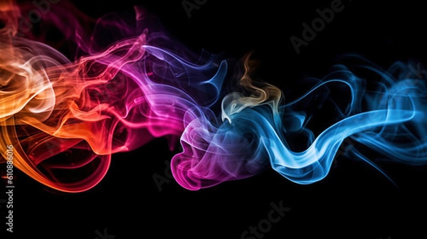 Fototapeta Ai generative.  Colorful smoke on black