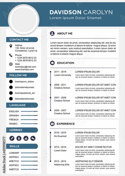 Obraz professional curriculum vitae template vector
