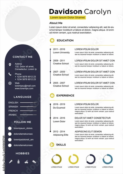 Fototapeta professional curriculum vitae template vector
