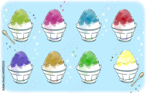 Fototapeta カキ氷セット　フレーバー