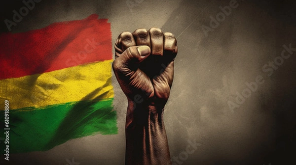 Fototapeta Lone Fist Clenched and Raised, Solidarity,Juneteenth, Generative AI