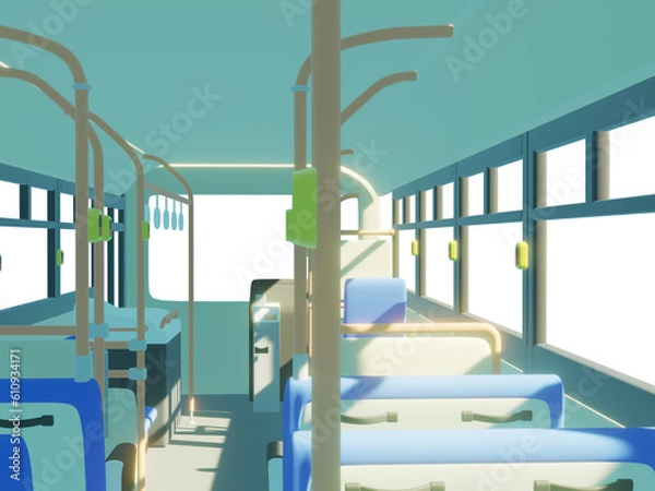 Fototapeta 朝のバス車内　3D