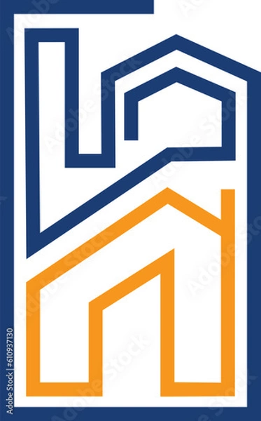 Obraz Creative and beautiful minimalist logo designs of the real estate housing in a very abstract and modern style for the construction and property business. 