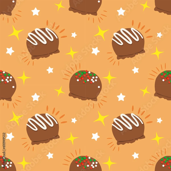Fototapeta Seamless vector pattern with desserts.