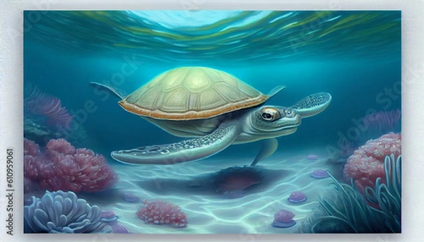 Obraz Generative AI green sea turtle