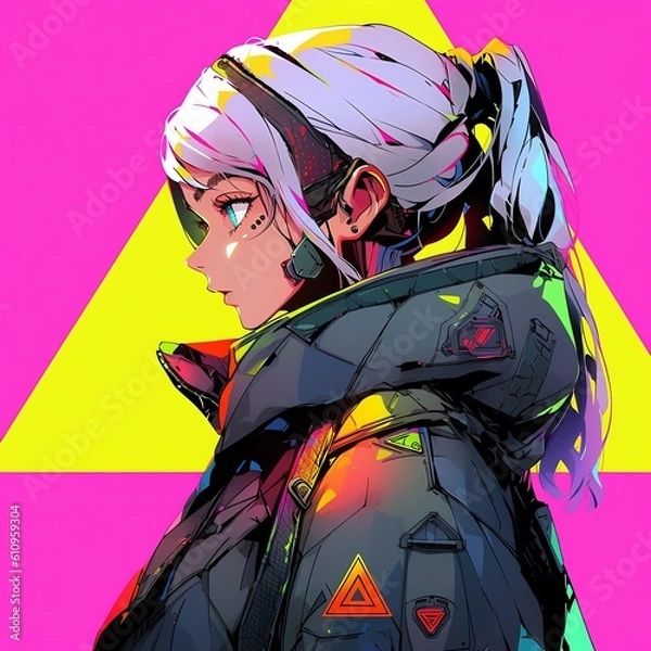 Fototapeta サイバーパンク風　少女 | Generative AI
