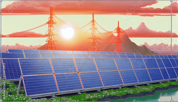 Obraz Generative AI solar power station