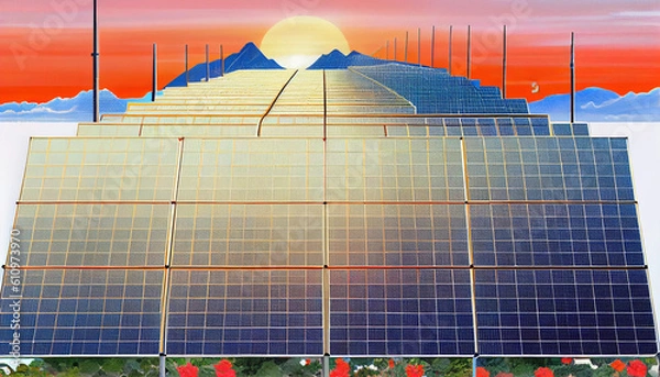 Obraz Generative AI solar panels on the roof