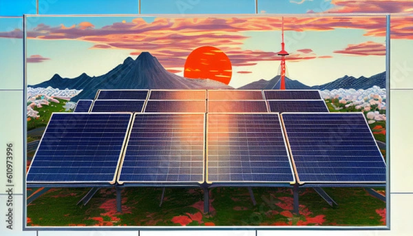 Fototapeta Generative AI solar panels on the roof