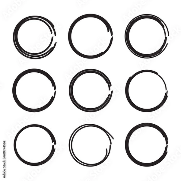 Fototapeta Black vector hand drawn circle marker strokes