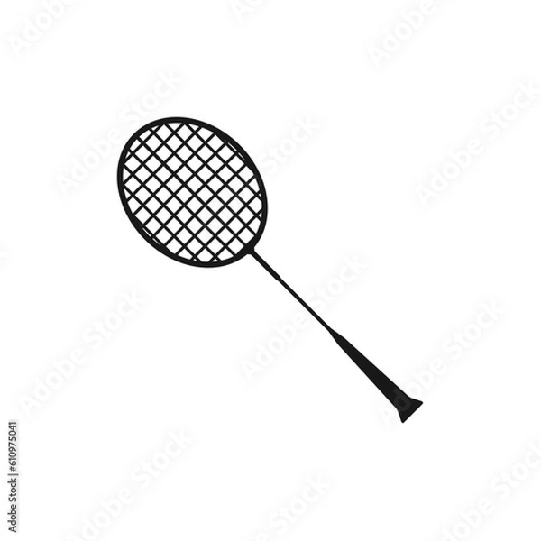 Fototapeta Black badminton racket icon isolated on white background