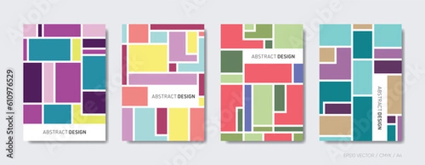 Fototapeta Vector simple mosaic pattern brochure cover set