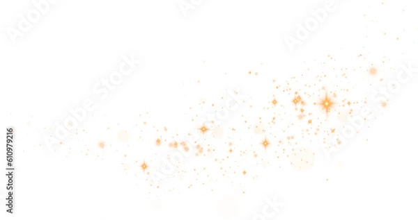 Obraz Golden glitter wave abstract illustration. Golden stars dust trail sparkling particles isolated on transparent background. Magic concept. PNG