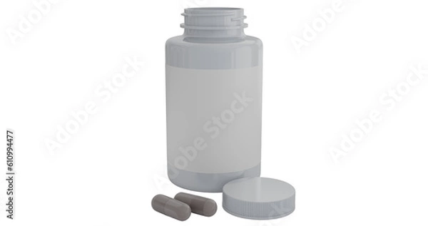 Obraz opened white plastic bottle with pills