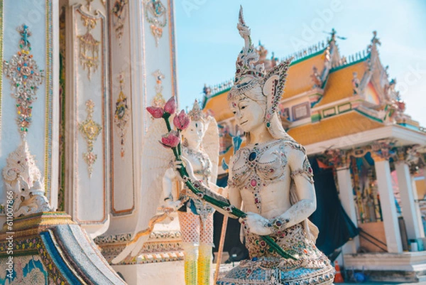 Obraz Statues Inside The Temple,Beautiful Temple In Bangkok Or Wat Pariwas,Temple In Thailand.