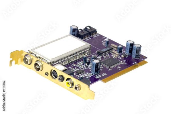 Fototapeta TV tuner card for computer isolated on white