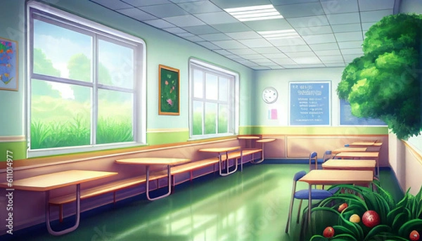 Obraz Generative AI modern living room with pool