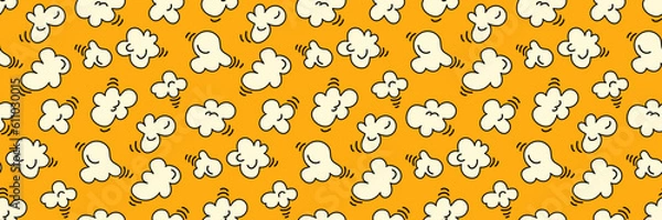 Obraz Popcorn seamless pattern on bright yellow background design. vector illustration cute cartoon style
