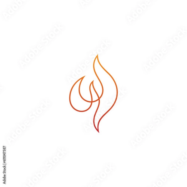 Fototapeta abstract fire logo in minimalist and simple line art style