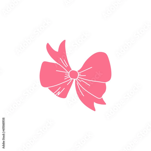 Fototapeta Gift bow. Pink silhouette, birthday and christmas elegant ribbons for presents decoration. Different decor for boxes packaging. Wrapping elements, cards wrap pack vector isolated illustration