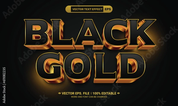 Obraz Black gold editable 3d text effect vector