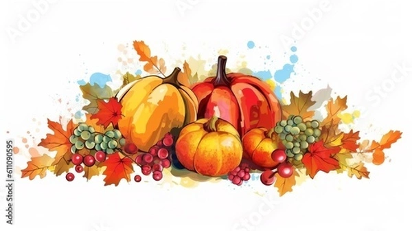 Obraz Vector illustration of thanksgiving invitation and greeting card, prints and posters.illustration