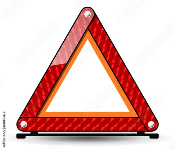 Obraz Illustration warning triangle reflector, transparent background